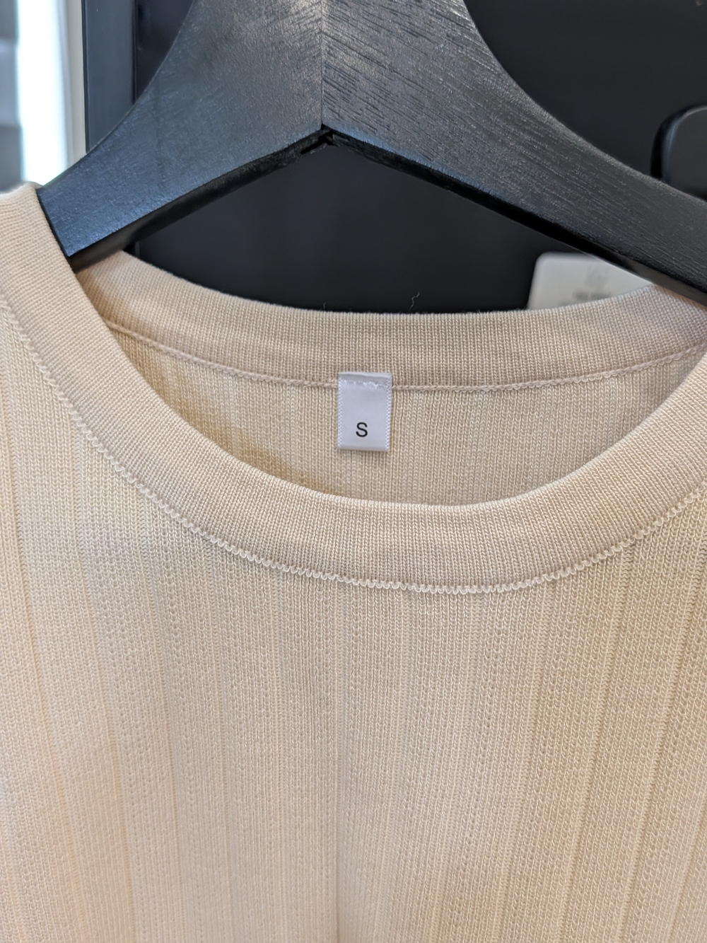 NWOT Cream Ribbed Knit Sleeveless Top &  Pants Set - Picture 3 of 15